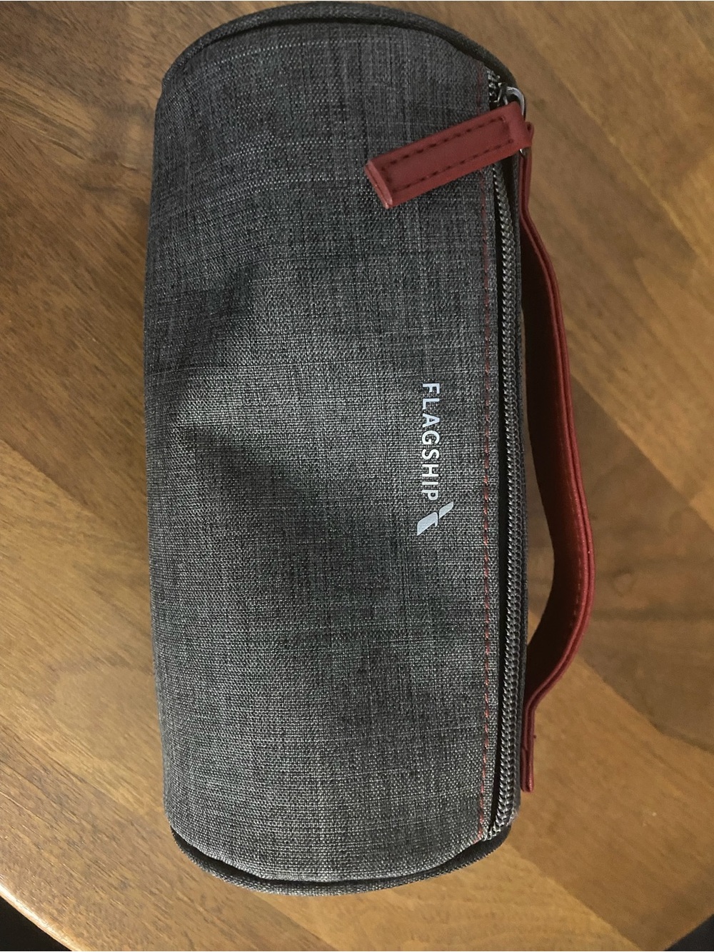 Flagship Gray Travel dopp kit with red trim